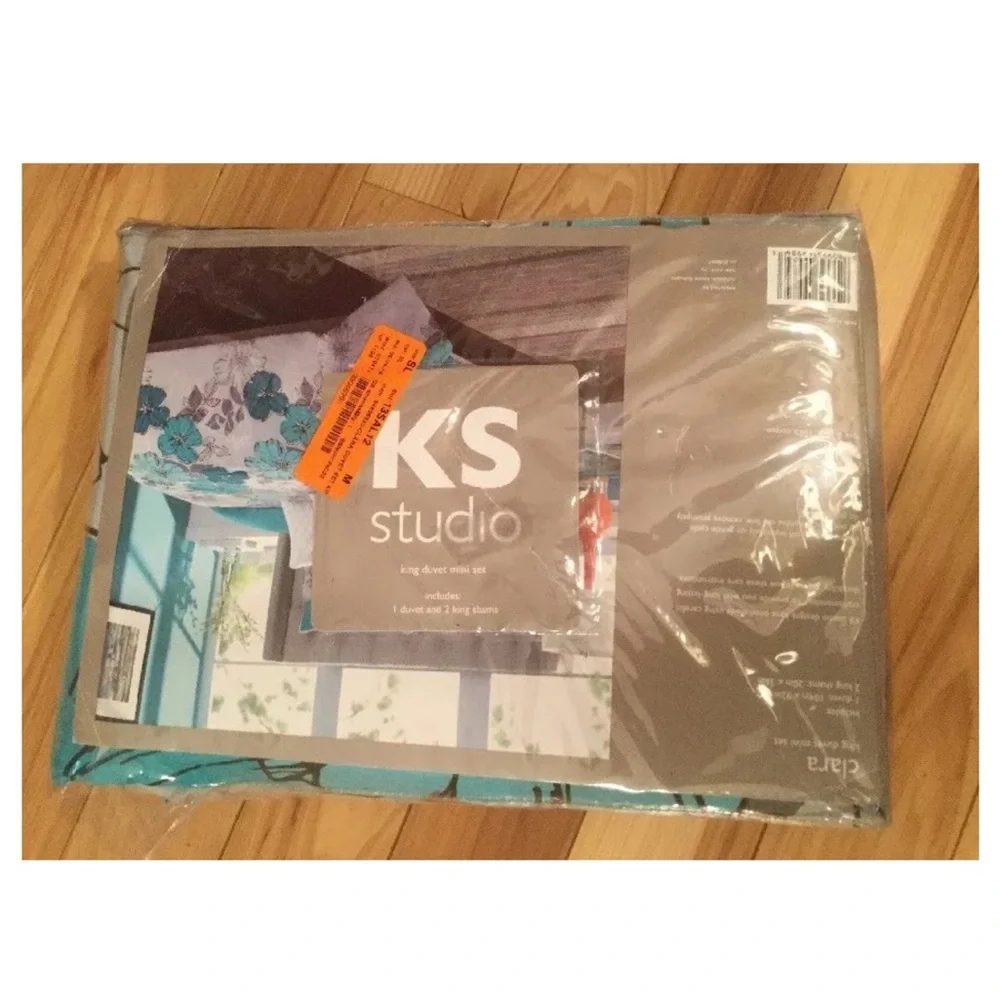 Y2k KS Studio CLARA King 1 piece Only Duvet Quilt Only Teal Gray Aqua Floral New